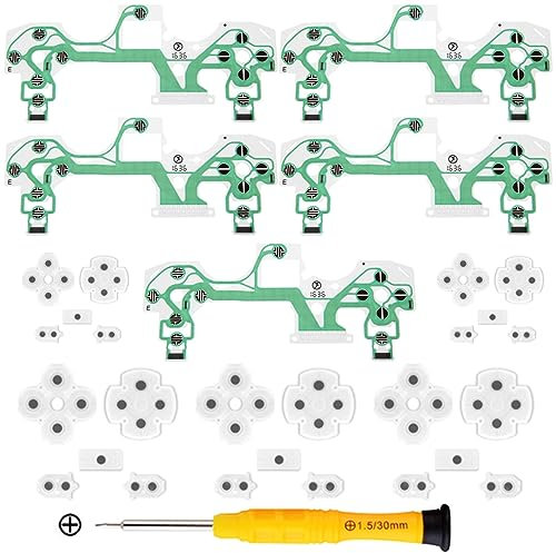 ZHUROUPU Conductive Film Keypad for PS4 Controller JDM-040/JDS-040, Flex Ribbon Circuit Board & Silicone Conductive Rubber Pad Keypads Incl.Phillips Screwdriver (51Pcs)