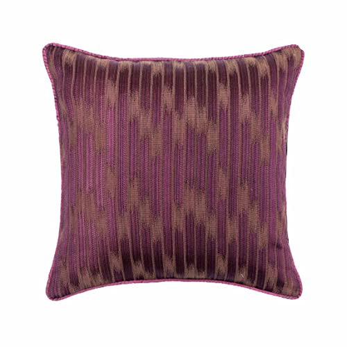 The HomeCentric Dekorativ Lila Sofakissen Dekokissen, 2 Stück, 60x60 cm Jacquard Seide Sofakissen, Kissenhülle mit Gestreift, Gestreift Sofakissen, Modern Sofakissen Dekokissen - Purple Treat