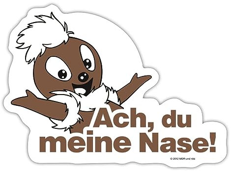 Spreadshirt Sandmännchen Pittiplatsch Ach Du Meine Sticker Aufkleber, 10 x 10 cm, Mattweiß