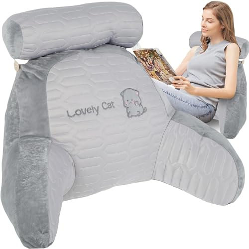 Motrke Cuscino da Lettura per Letto Schienale Letto Cuscino per Schienale Cuscino Per Schienale Design 2in1 Con cerniera Rimovibile per la pulizia Per Giocare Rilassarsi E Leggere 60×45×20 cm (E)