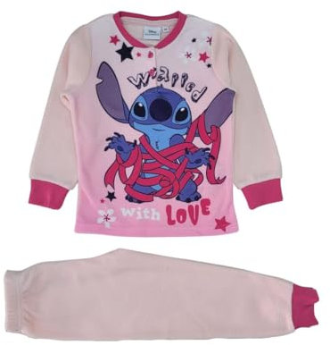 Pigiama Disney Stitch per Bambina in Caldo Pile Invernale per Ragazza (4 anni, HW2189 rosa)