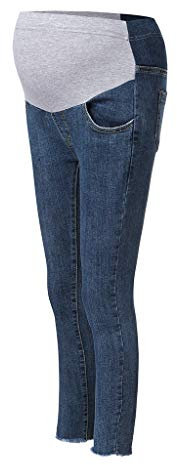 TDEOK Robe de grossesse pour femme enceinte - Jeans - Pantalon de grossesse - Soutien de l'allaitement - Legging - Pantalon de grossesse, bleu, XXL