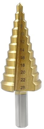 LDEXIN Stufenbohrer, 0,3 cm bis 2,5 cm, Hochgeschwindigkeitsstahl, Kegelbohrer für Metall, robuster Stufen-Bit, dreifacher Schaft (4 mm – 25 mm)