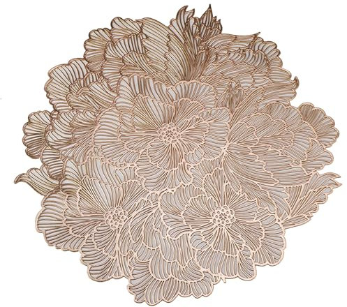 WUBAYI 4-Pack Round PVC Placemats - Waterproof Oil Resistant Heatproof Table Mats Set for Kitchen & Dining, Washable Floral Design Wedding Table Decor Accents