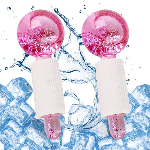 mizikuu 2 Stück Facial Ice Globes, Ice Globes für Gesicht, Hals & Augen Eiskugeln für die Gesichtsmassage Strafft Haut Reduziert Schwellungen Augenringe Verbessert Durchblutung