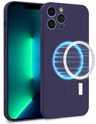 MyGadget Coque Silicone [ Compatible avec MagSafe ] Compatible avec Apple iPhone 13 Pro Max - Case TPU Souple & Soft avec Doublure Microfibre - Cover Protection Violet