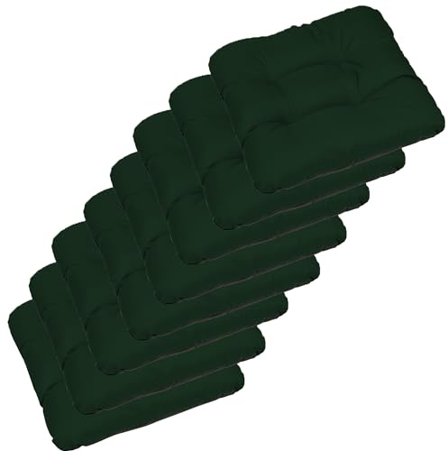 SuperKissen24. Stuhlkissen Sitzkissen für stühle - 8er Set 45x45 cm - Outdoor und Indoor - Dunkelgrün