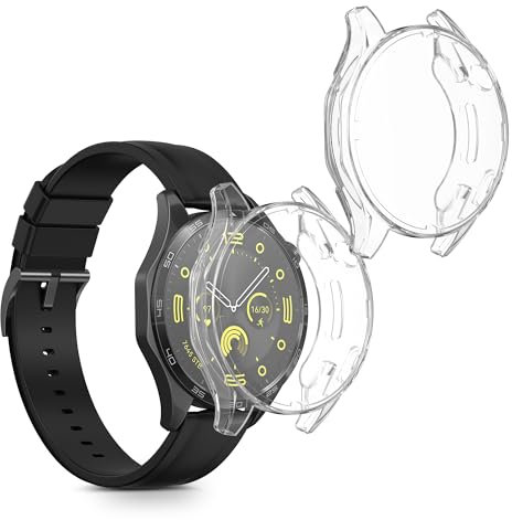 kwmobile 2X Schutzhülle kompatibel mit Huawei Watch GT4 46mm Hülle - Fullbody Cover Set aus Silikon - Transparent