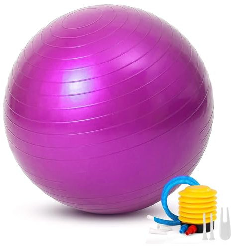 Ballon d'exercice, Assis... 75 cm pour Gymnastique, Pilates, Yoga, Grossesse - Femme Enceinte, Fitness, Sport... Rose, Compris Le gonfleur