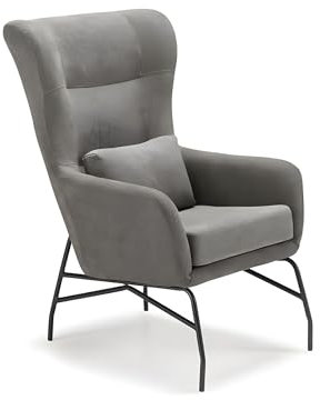 Mondo Viro Sessel aus Stoff Artemide mit Beinen aus lackiertem Metall, 75 x 65 cm, 100 h (hellgrau)