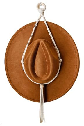 Makramee-Hutaufhänger, Boho-Hutständer, Cowboy-Hut-Aufhänger, Rückseite der Tür, Hut-Organizer,Huthalter für Cowboyhut, breite Krempe, Hut Display,handgeflochtener Hutständer (Stil 1)
