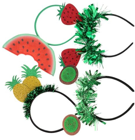 WOFASHPURET 4 Stück Obst-Haarreifen Hawaiianisches Party-Stirnband Glitzerndes Obst-Haar Lustiger Obst-Kopfschmuck Für Weihnachten Urlaub Hochzeit Geburtstag Party for Children, Tropical Costume