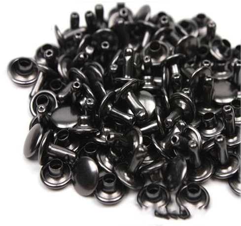 Mcoser Lot de 150 rivets en cuir noir 8 mm x 10 mm en métal tubulaire double capuchon pour bricolage du cuir