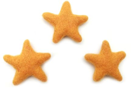 Rockreyoa 10 Stück Wollfilzkugeln Sternform Herzen aus Filz Niedliche Wollperlen DIY Filzkugeln Handgefertigte Nähen Pom Poms für DIY Heimdekoration Party Requisiten Fotografie Gelb 6cm Stern
