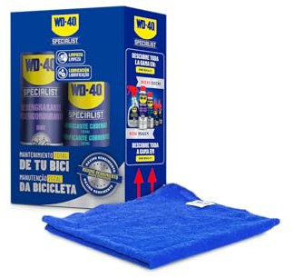 WD-40 Bike - Kit de mantenimiento de bicicleta, contiene Desengrasante bike 500ml + Lubricante de cadenas bike 250ml + paño de microfibra