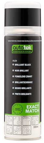 AutoTek Professional Exact Match Car Spray Paint, Audi Brilliant Black Aerosol Spray, 300 ml