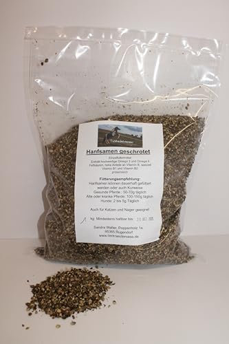 Hanfsamen geschrotet 1kg, Pferd, Pony, Vögel, Nager