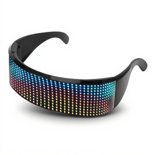 LED-Brille, APP-gesteuerte, Anpassbare RGB-Leuchtbrille mit Vier Anzeigemodi, Klangreaktive Beleuchtung, LED-Leuchten mit Hoher Helligkeit