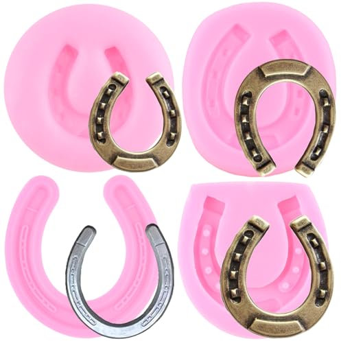 RFGHAC Hufeisen-Silikonformen, Hufeisen-Huf, Schokoladen-Fondant-Form Zum Dekorieren Von Kuchen, Cupcake-Toppern, Süßigkeiten, Polymer-Ton, Blütenpaste, 4er-Set
