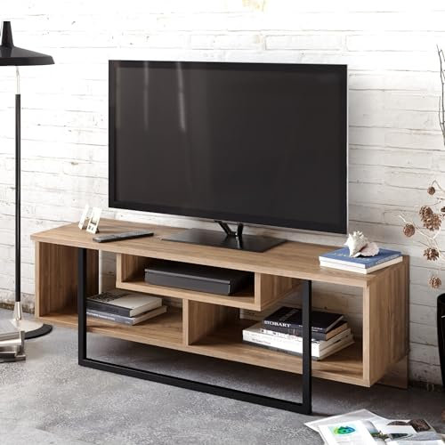 Hanah Home Support TV, mélamine, Noyer Noir, Taille Unique