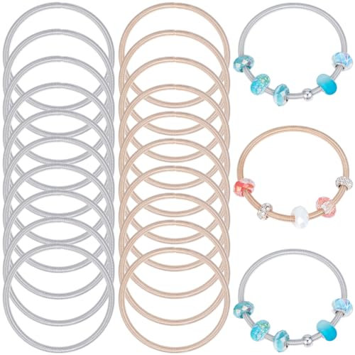 SUNNYCLUE 1 Box 20 Stück Armband Schlangenketten Armreif Verstellbar Metallarmbänder Großpackung Silber Gold Legierung Feder Erweiterbar Freundschaftsmanschetten Armreifen Kette Für Schmuckherstellung