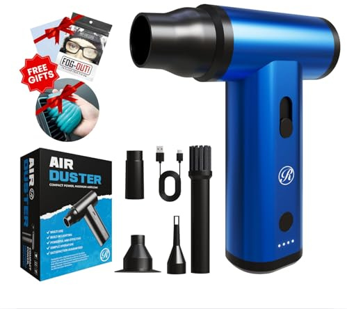 Electric Compressed Air Duster Blower Gun, Cordless Rechargeable Mini Blower 150000RPM Hand Held Blower for Keyboards, PC Cleaning Kit, Consoles, Grilling, Camping, Barber, Replace Canned Air