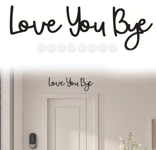 Love You Bye Above Door Sign 5mm Love You Bye Sign Love You Bye Wood Signs Wall Decor with Double-Sided Adhesive Dots Family Symbol Expressing Love and Warmth Home Decoration