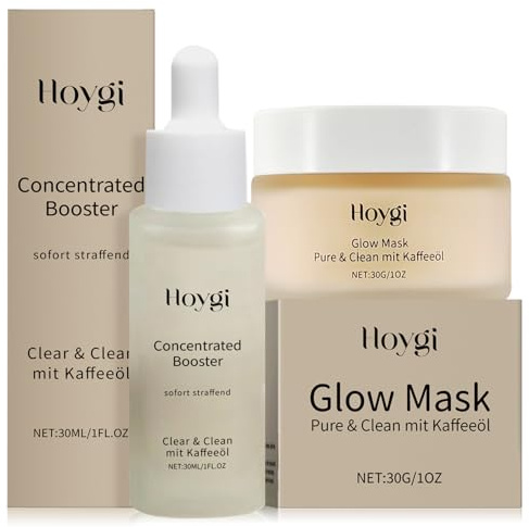 2 Stück Concentrated Booster, Glow Mask mit Kaffeeöl, Brightening Booster, Anti Falten Nachtpflege, Kaffeeöl Kosmetik, Reduziert Sichtbare Poren, Tiefenreinigung und Feuchtigkeitspflege