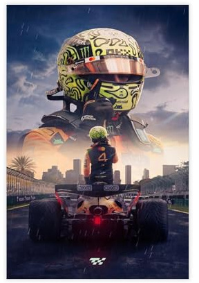 Poster auf Leinwand, Motiv: Formel 1 Rennfahrer, Lando Norris, Schlafzimmer, Dekoration, Landschaft, Büro, Raumdekoration, Geschenk, 30 x 45 cm
