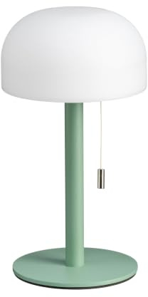 Luxus Europe - Tischlampe Bobby Altgrün - Kabellose LED-Tischlampe für den Innen- & Außenbereich – Zugschalter – USB-C wiederaufladbar – 3 Lichtfarben