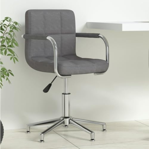Fangmaliuyun Drehstuhl Dunkelgrau, Höhenverstellbar 74,5-88,5 cm, Polyester, 360° Schwenk, Stahl-Kreuzfuß, Home Office