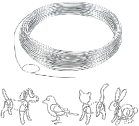 cobee 5 Rollen Basteldraht 1mm x 10m, Aluminiumdraht Silber Draht zum Basteln Schmuckdraht Für DIY Skulpturen Bastelarbeiten Kranzherstellung Bonsai Bäume