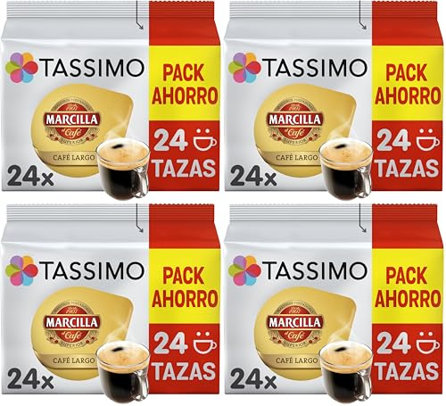 Tassimo Cápsulas de Café Marcilla Largo | 24 Cápsulas Compatibles con Cafetera Tassimo (Paquete de 4)