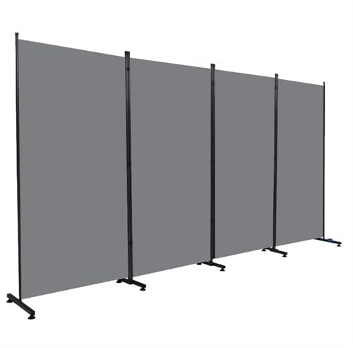XPJYUA Écran d‘intimité pour Balcon Cloison de séparation 6 Pieds Cloisons et écrans confidentialité à 3 Panneaux Panneau en Tissu Portable Pliable for l'intérieur(Gray,4 Panel)