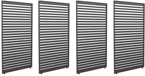 BERLINLODGE 4er-Set Aluminium Paneele für Pergola | HxB 204x369cm | Anthrazit | Terrassenüberdachung Lamellenpaneel Modul