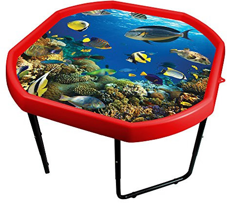 Simpa Childrens Kids Tuff Spot Red Mixing Play Tray + Deep Sea Adventure Mat Insert with Height Adjustable Stand