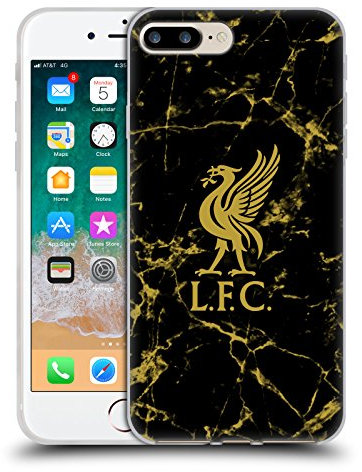 Head Case Designs Officially Licensed Liverpool Football Club Black & Gold Marble Crest & Liverbird Patterns 1 Gel Case [Military Grade Protection] Compatible With Apple iPhone 7 Plus/iPhone 8 Plus