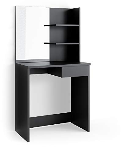 Vicco Schminktisch Dekos, Frisiertisch mit Spiegel, Schwarz, 75 cm