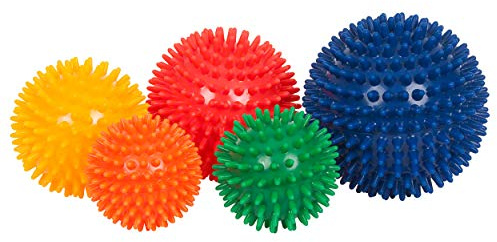 SPORTTEC Pelota de Erizo Mediana, Juego de 5, Pelota de Masaje, Pelota de Nudo, Pelota de Fascia