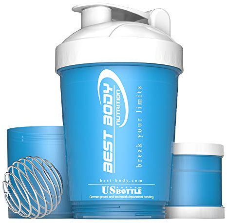 Best Body Nutrition Shaker à protéines - US Bouteille - Bleu/Blanc - Shaker à protéines - sans BPA - 600ml
