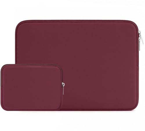 RAINYEAR 16 Zoll Laptop-Hülle mit Zubehörtasche, Rot | Weiche Schutzhülle, kompatibel mit dem 16-Zoll-MacBook M1 M2 M3 M4 M5 Pro/Max A3428 A3429 A2141 A2485 A2780 A2991 A3403 A3186
