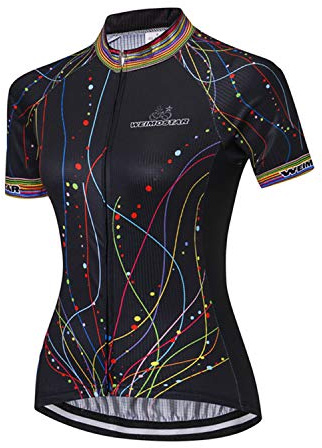 weimostar Maglia da Ciclismo da Donna a Maniche Corte per Bici da Strada Estiva Mountain Bike Maglietta da Ciclismo Femminile Top da Bicicletta con 3 Tasche CD6710, XXL