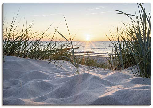 ARTLAND Wanddeko Leinwand Bilder Wandbild 130x90 cm Strand Küste Ostsee Dünen Meer Landschaft Natur Meerblick T9QU