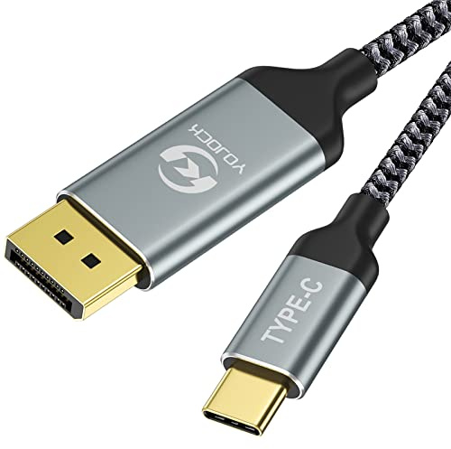 YOJOCK Câble USB C DisplayPort 2m, Thunderbolt 3 vers DisplayPort [4K@60HZ, 2K@165Hz], Compatible avec iMac, MacBook Pro, MacBook Air, Mac Mini, iPad Pro, Dell XPS 15, Surface Book 2 (4K)