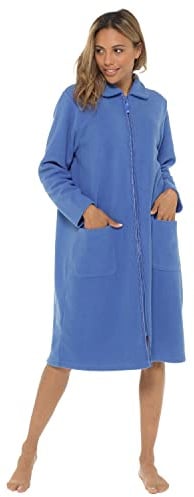 Undercover - Vestaglia da donna in morbido pile con cerniera, con finiture in raso, taglie da 38 a 52, rosa, viola, blu, lilla e rosa, 22-24