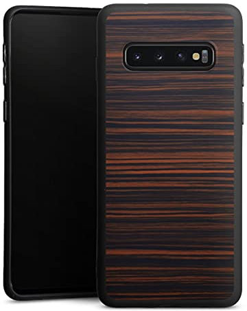 DeinDesign Premium Silikon Hülle kompatibel mit Samsung Galaxy S10 Handyhülle schwarz Case Holz Makassar Holzoptik