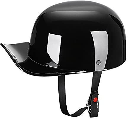 Woljay Woljay Jahrgang Jethelm Motorradhelm Retro Baseball Kappe Halbhelm Männer Frauen für Kreuzer Straße Roller Moped - DOT Certified (Gloss Black,XL)