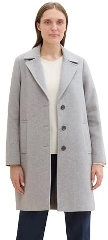 TOM TAILOR Damen Langer Mantel,21373 - medium Silver Grey Melange, L