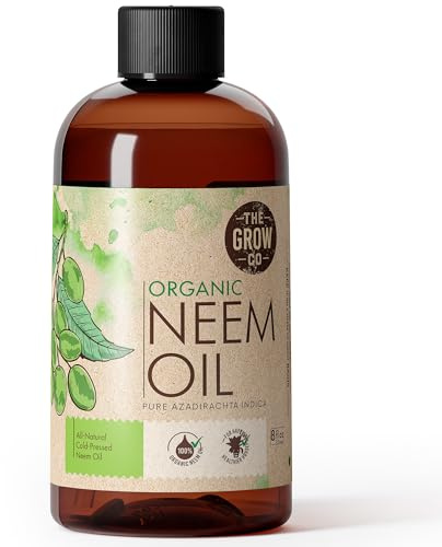 The Grow Co Organic Neem Oil - Pure Concentrate, Cold Pressed for Plants Indoor and Outdoor - Leaf Shine Spray (8 oz)