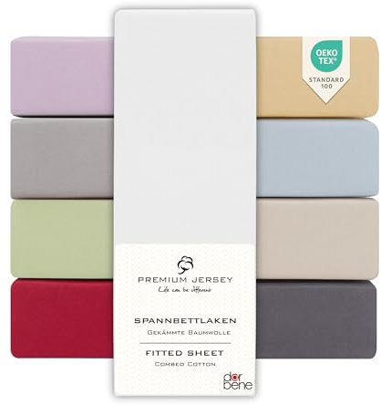 DarBene Spannbettlaken 180x200 Premium 2er Set, Jersey 100% gekämmte Premium Baumwolle, atmungsaktiv, superweiches Bettlaken bis 30 cm Matratzenhöhe, Oeko-TEX, Weiß